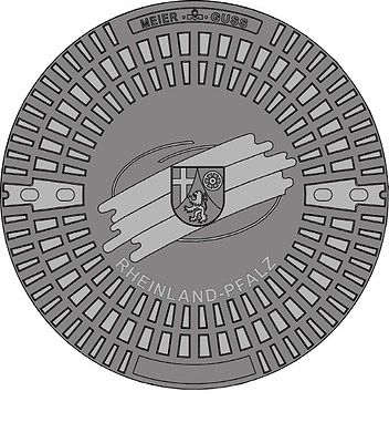 Gully Kanaldeckel Schachtdeckel Klasse A15.50, Motiv Rheinland-Pfalz Wappen