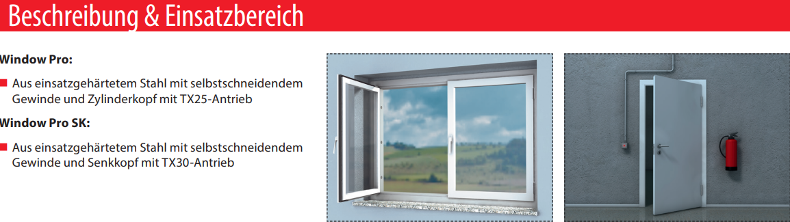 Tox Rahmenschrauben Window Pro SK 7,5mm Fensterschrauben Fensterrahmenschrauben