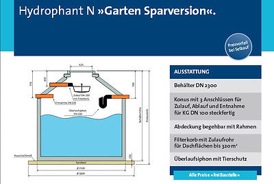Regenwassernutzung Garten Sparversion Beton-Zisterne  Aquaroc Hydrophant