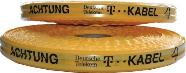 Trassenwarnband Warnband Achtung T-Kabel Deutsche Telekom 1 Rolle Länge 250 m
