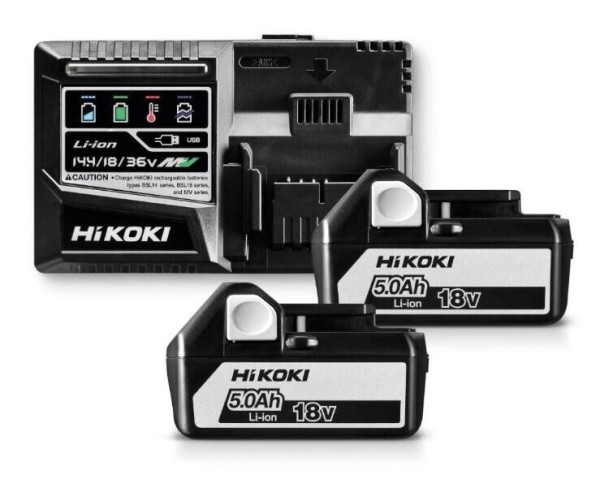 Hikoki UC18YSL3 Akku Pack 2x Li-Ion 18V 5.0Ah BSL 1850 inkl. Ladegerät