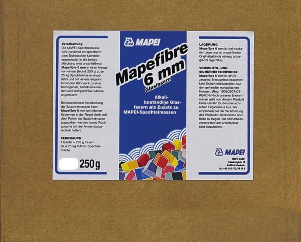 Mapei Mapefibre 6 mm Glasfaser Glasfasern 250 g für Spachtelmasse